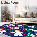 Festive Snowman Candy Cane Holly Rug