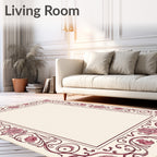 Vintage Pink Rose Scroll Border Rug