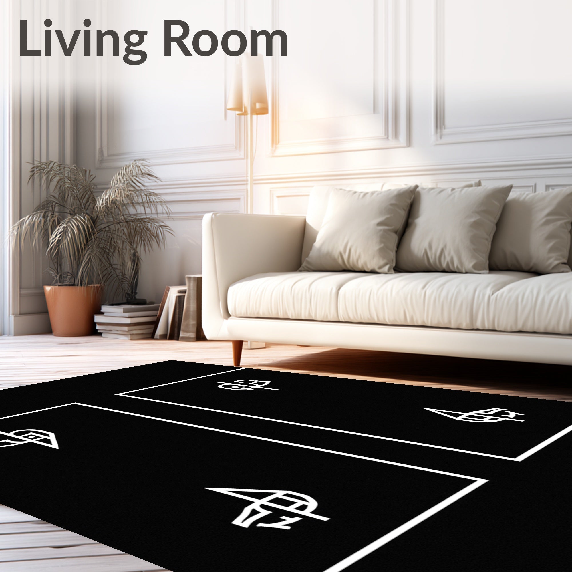 Monochromatic Abstract Animal Line Art Rug