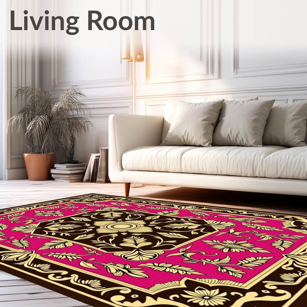 Vibrant Magenta Floral Medallion Rug