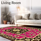 Vibrant Magenta Floral Medallion Rug