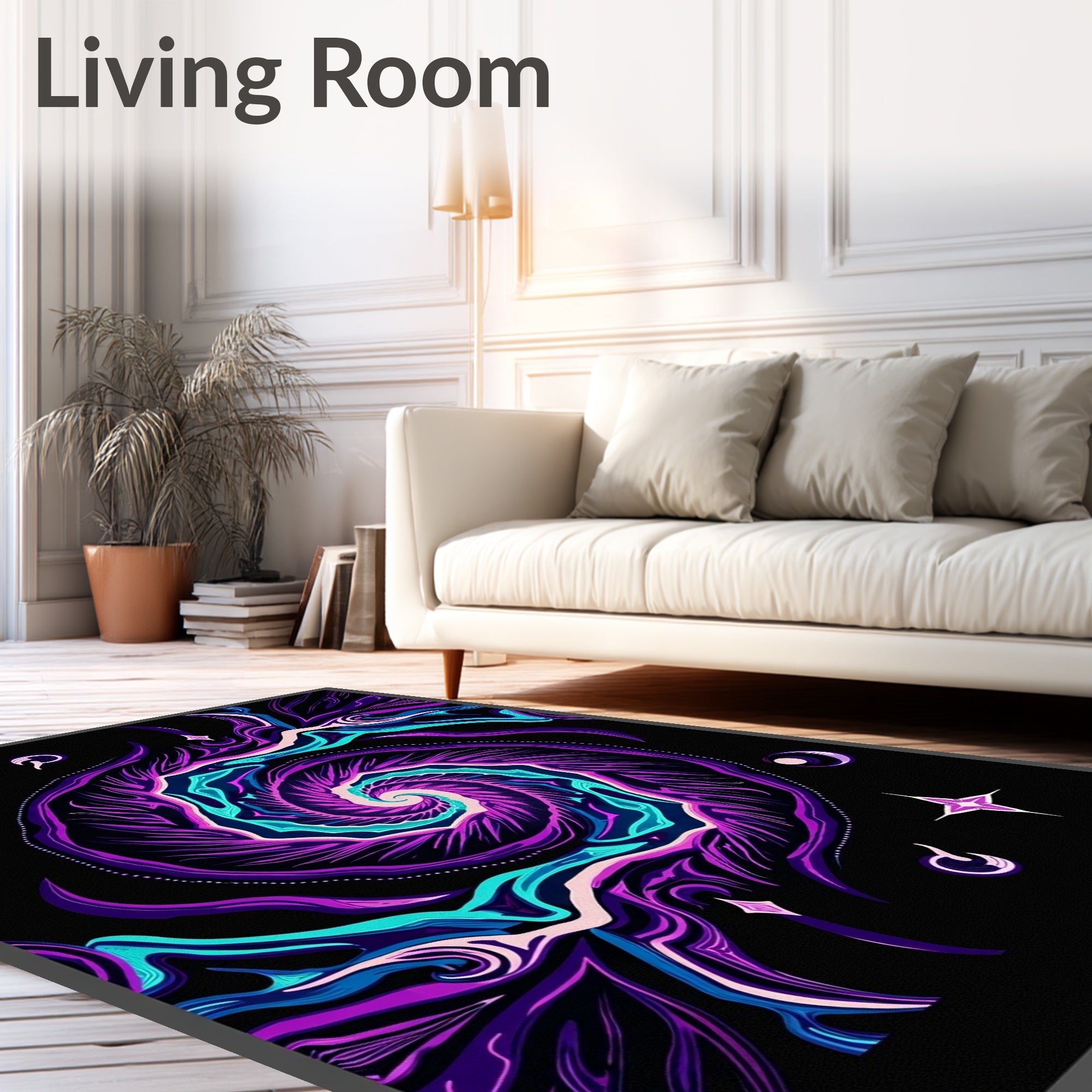 Vibrant Purple Cosmic Swirl Rug
