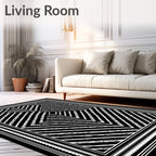 Monochromatic Geometric Diamond Chevron Rug