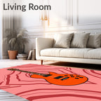 Vibrant Orange Electric Guitar Inlay Rug