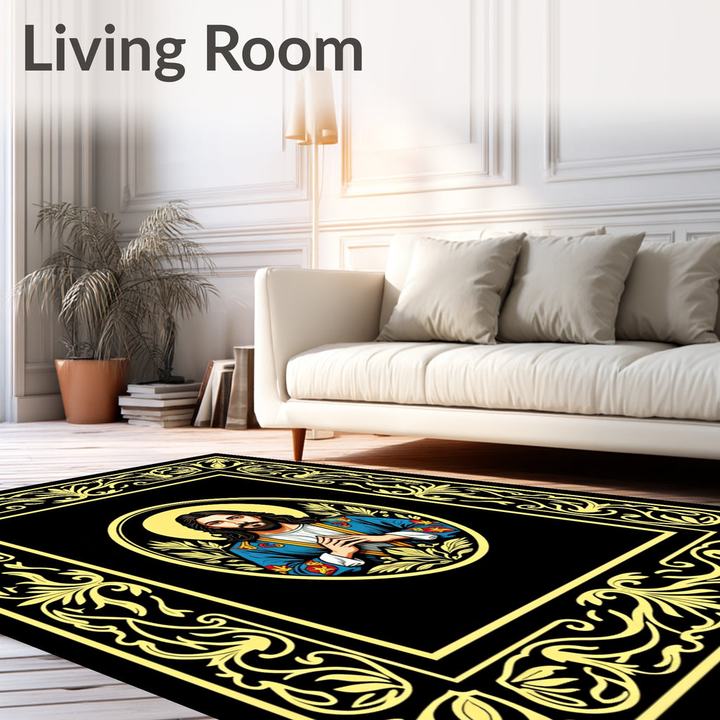 Sacred Figure Oval Gold Border Rug