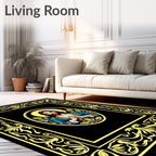Sacred Figure Oval Gold Border Rug
