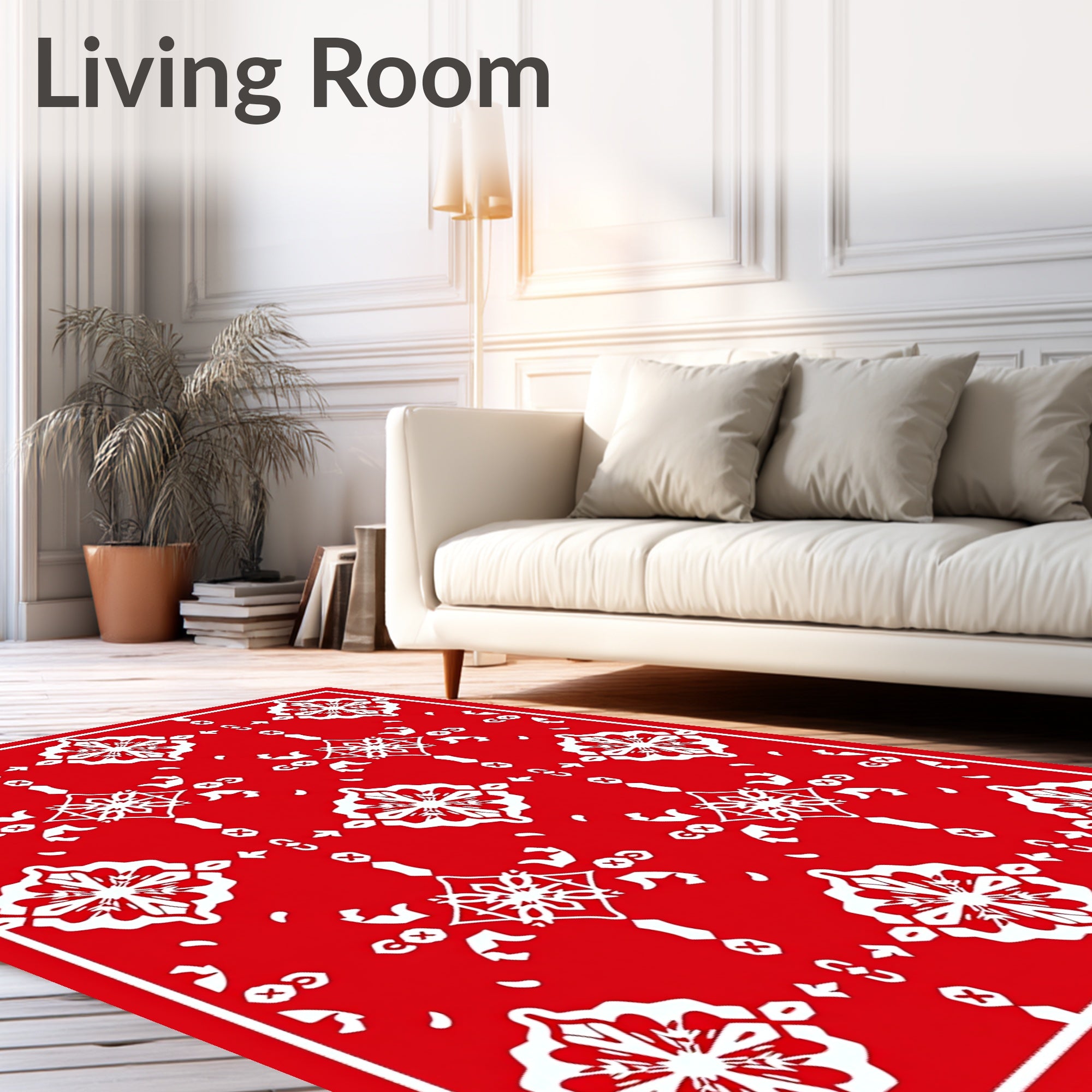 Crimson Ornamental Tile Mandala Rug