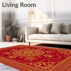 Crimson Golden Floral Medallion Rug