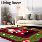 Festive Santa Claus Christmas Garlands Rug