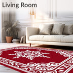 Crimson Snowflake Arabesque Frame Rug