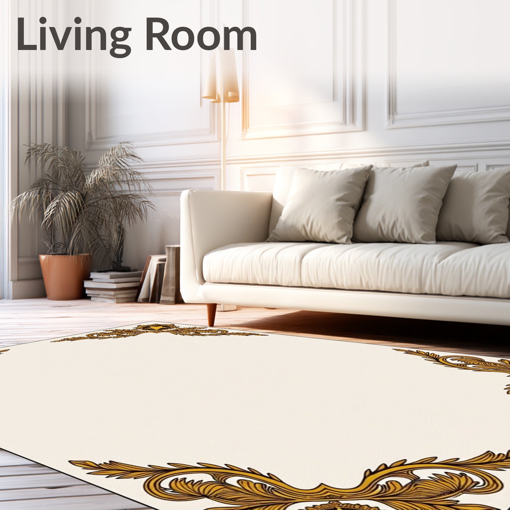 Golden Star Medallion Victorian Scroll Rug
