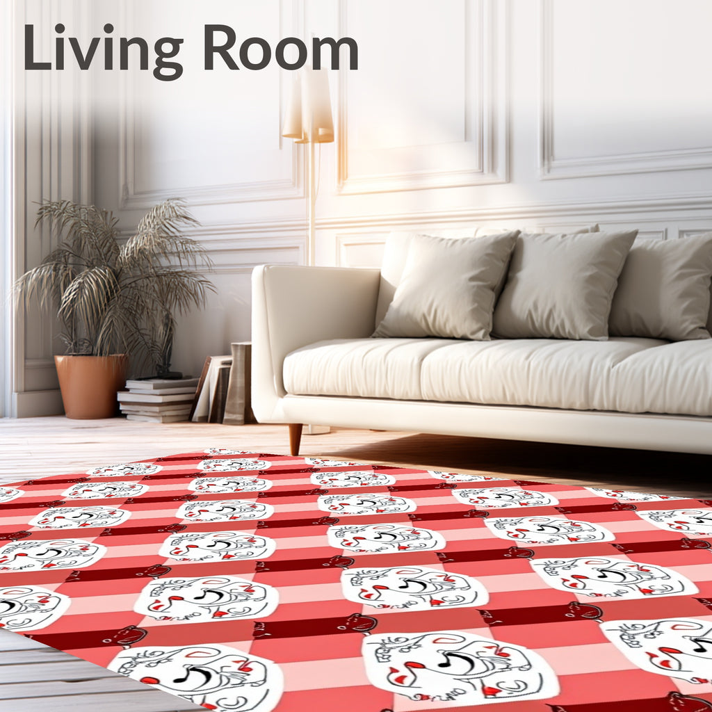 Crimson Diamond Swirl Emblem Rug