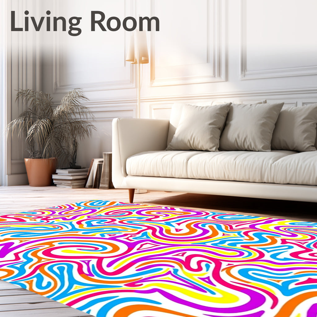 Vibrant Swirl Abstract Color Ribbons Rug