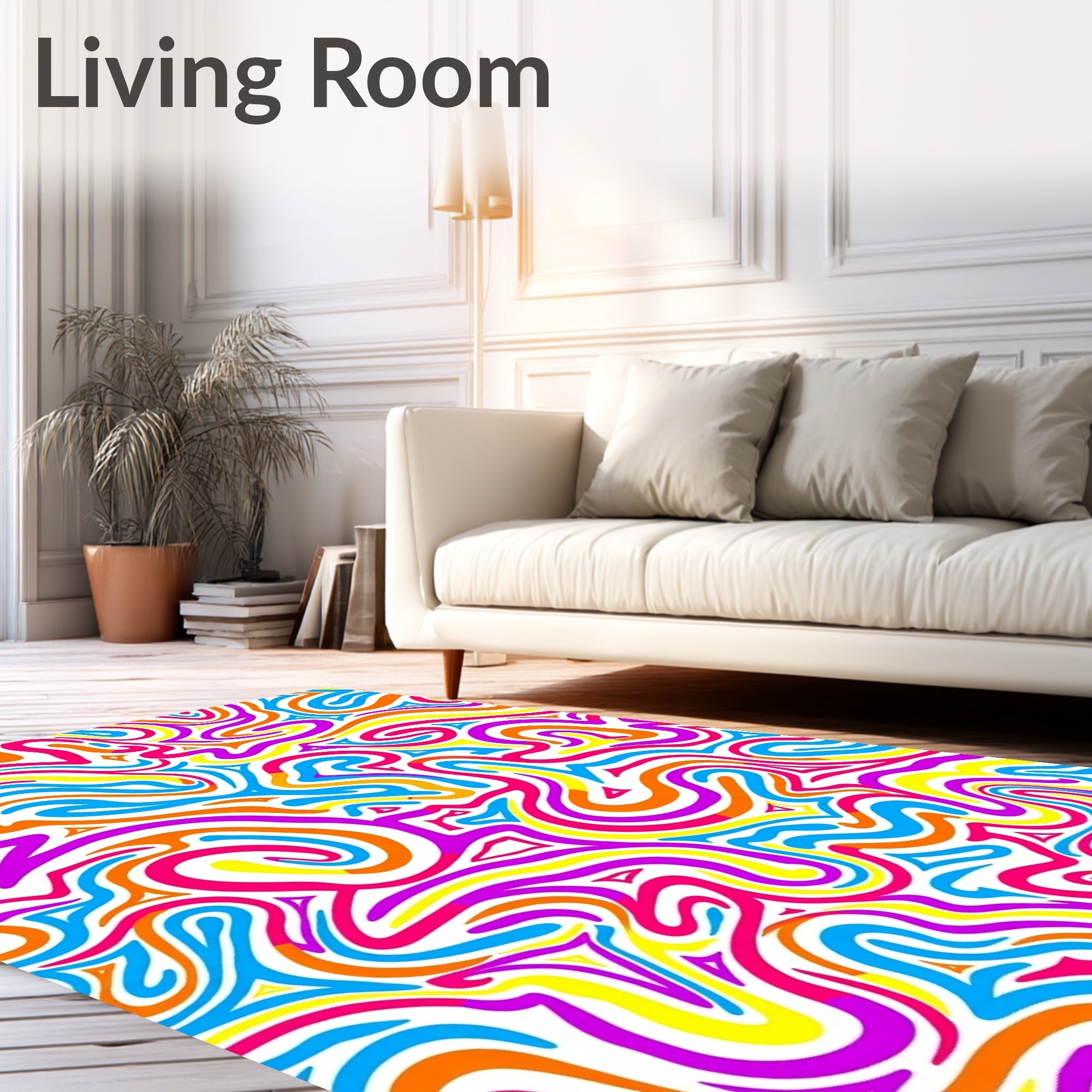 Vibrant Swirl Abstract Color Ribbons Rug