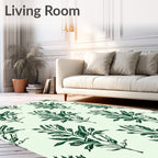 Dark Green Botanical Branch Repeat Rug