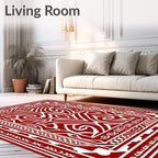 Rich Crimson Tribal Swirl Medallion Rug