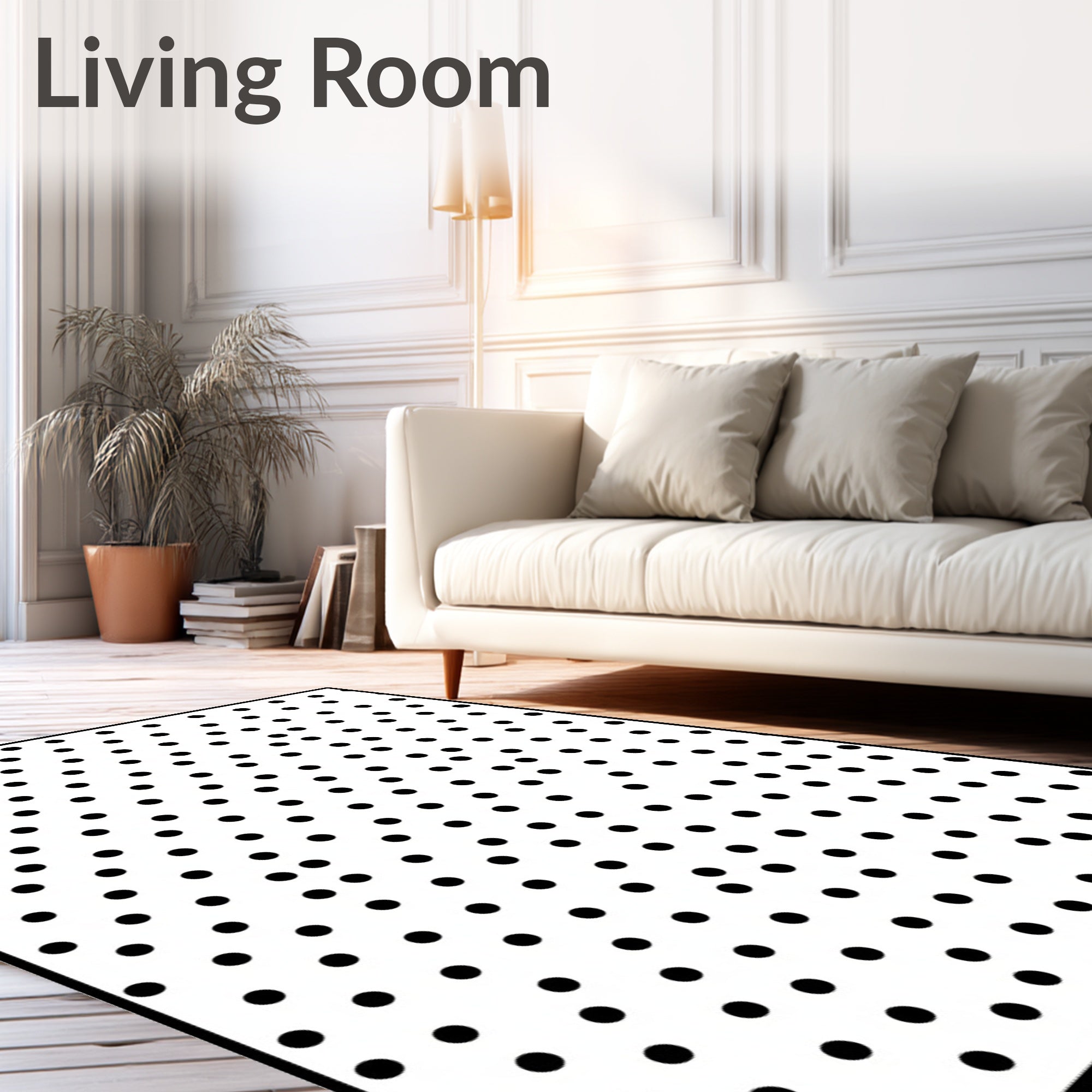 Black Dot Scattered Contemporary Rug