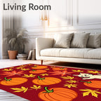 Whimsical Autumn Cats Pumpkins Leaves Rug