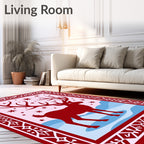 Crimson Reindeer Winter Scene Rug