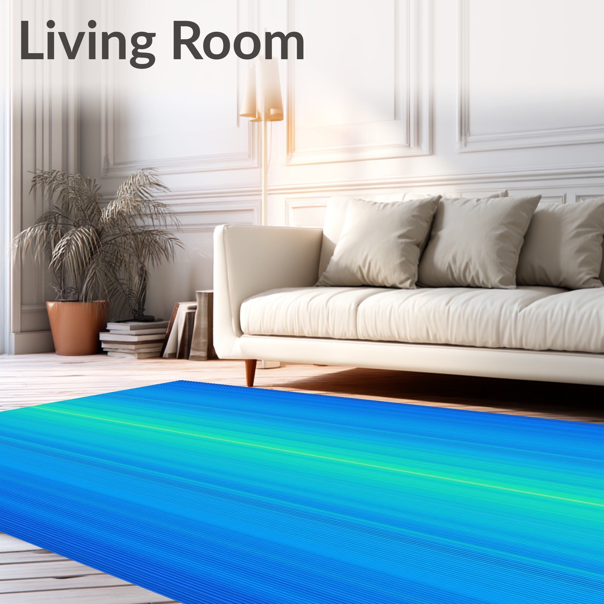 Azure Ombre Vertical Stripe Rug