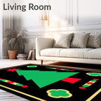 Festive Green Christmas Tree Black Border Rug