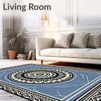 Contrasting Black Cream Mandala Border Rug