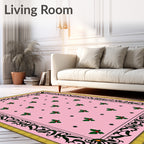 Pink Holly Berry Botanical Border Rug