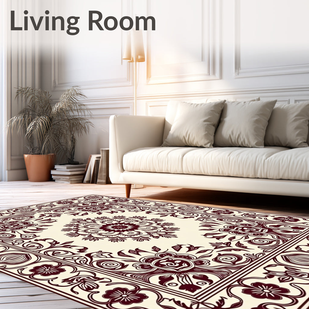 Rich Floral Mandala Inset Rug
