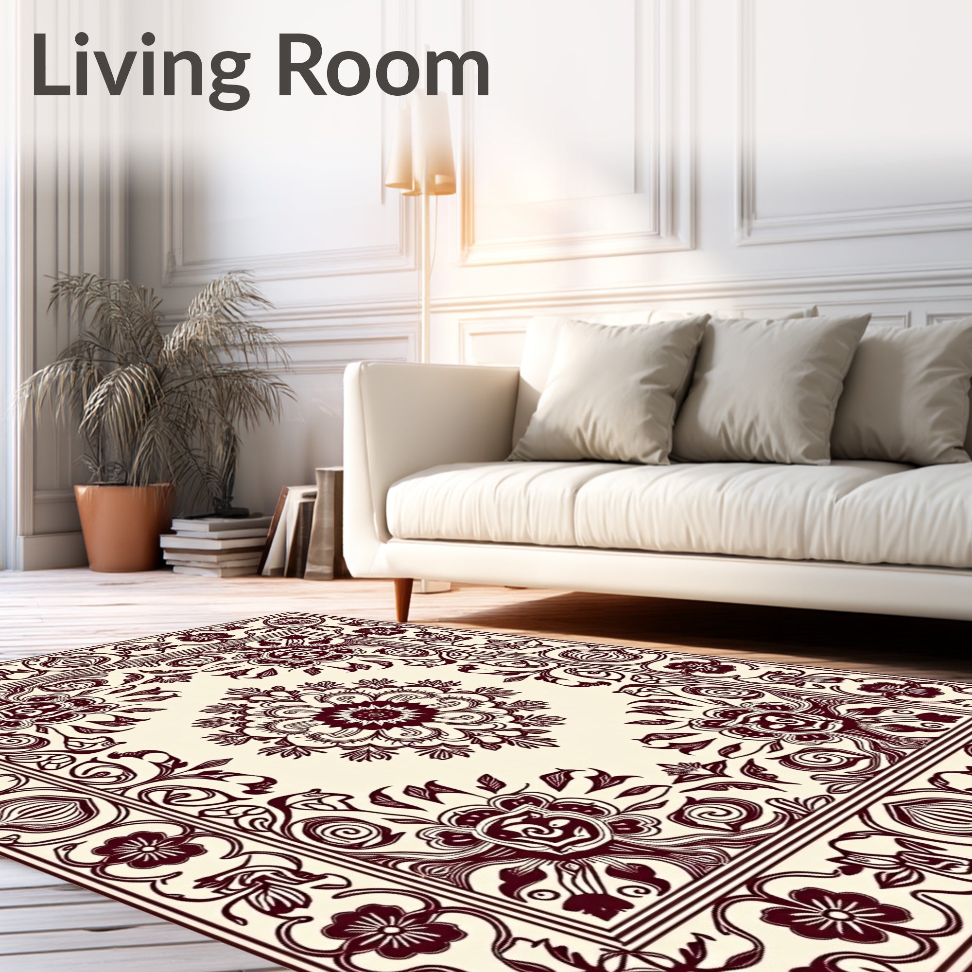 Rich Floral Mandala Inset Rug