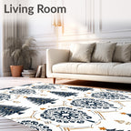 Deep Blue Christmas Tree Medallion Rug