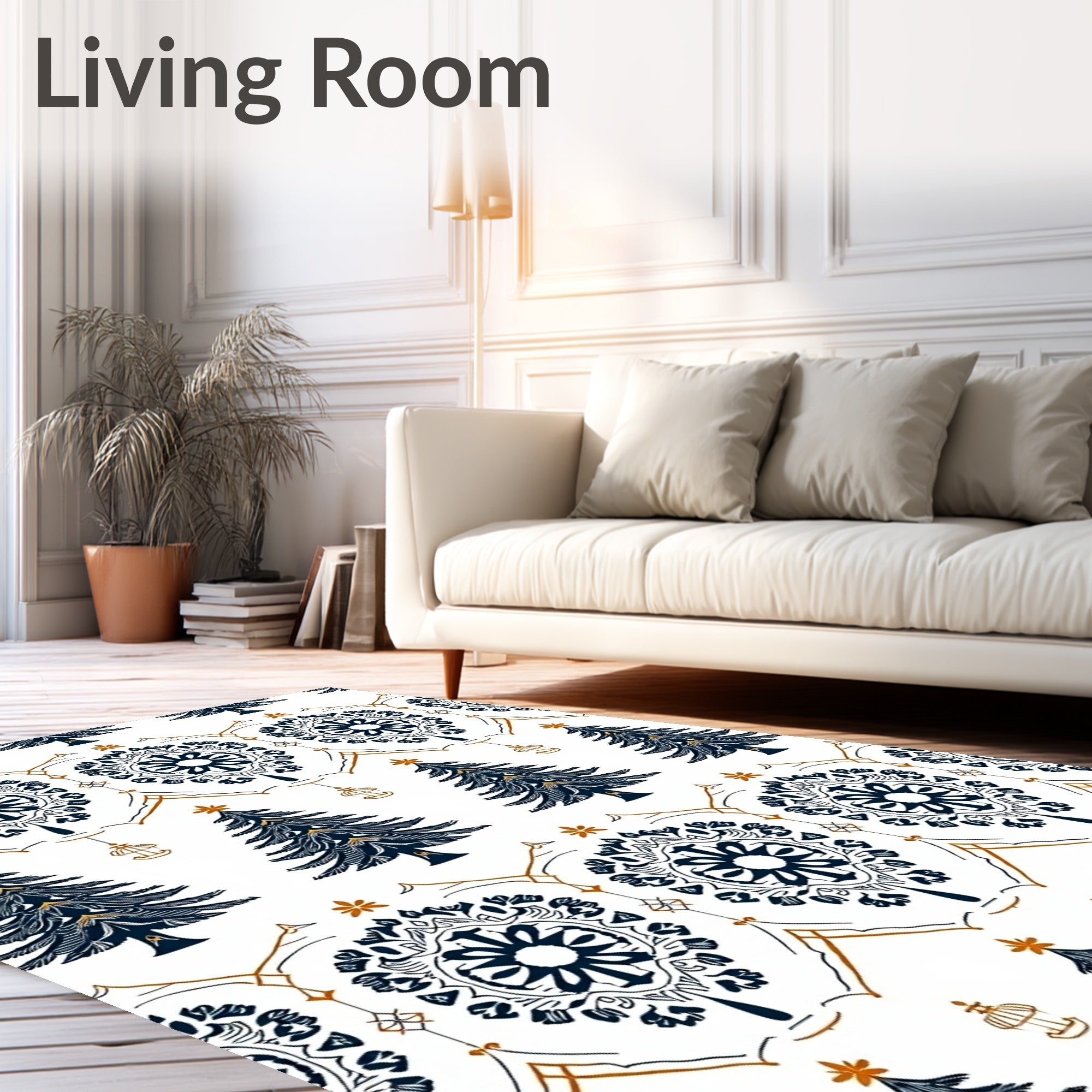 Deep Blue Christmas Tree Medallion Rug