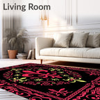 Crimson Yellow Fleur-de-lis Mandala Rug