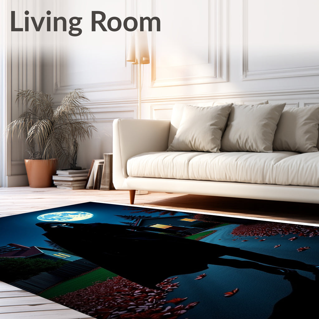 Eerie Midnight Moonlit Figure Rug