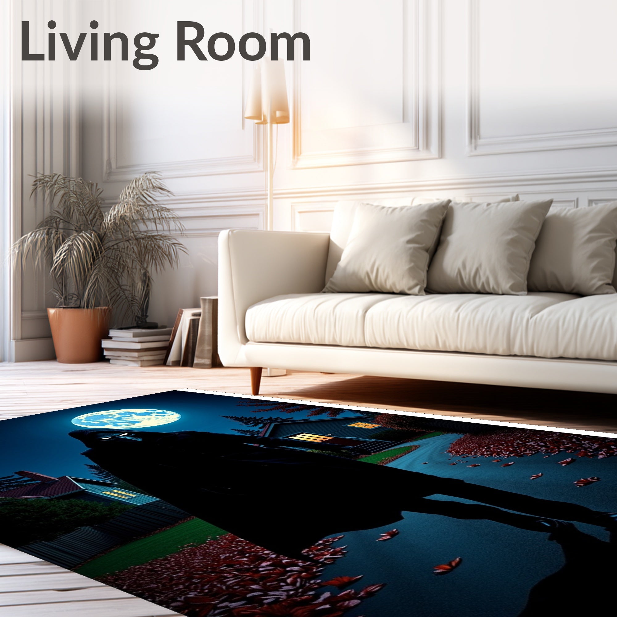 Eerie Midnight Moonlit Figure Rug