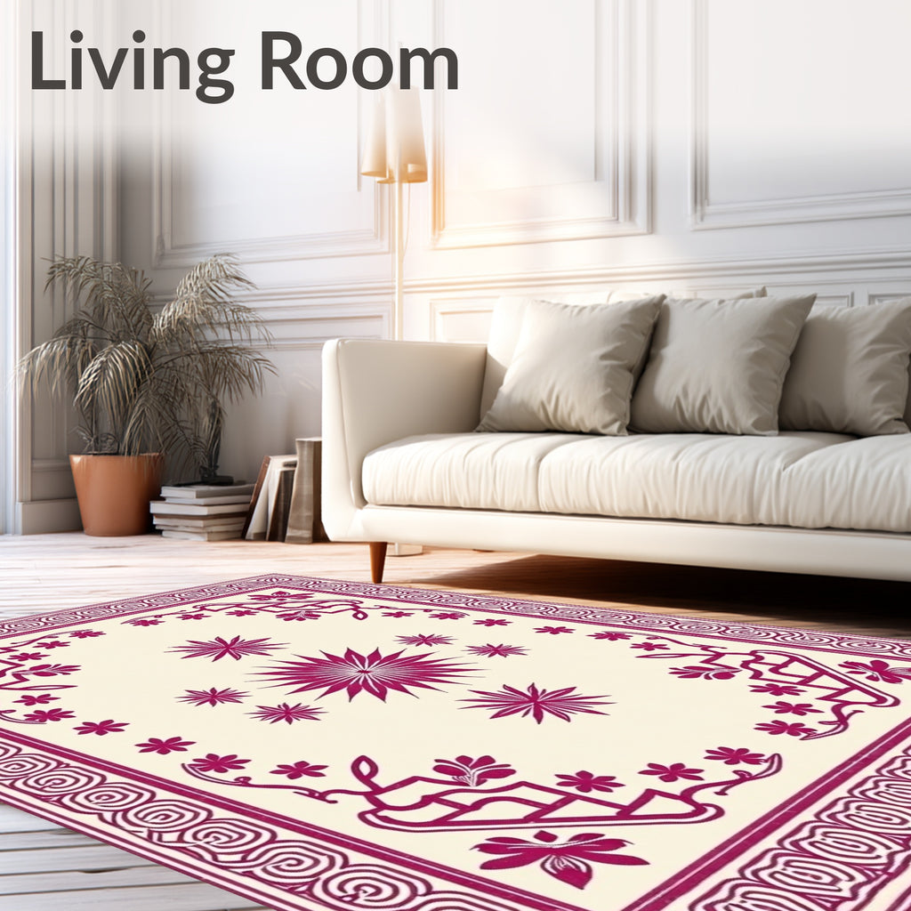 Deep Plum Floral Starburst Medallion Rug