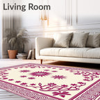 Deep Plum Floral Starburst Medallion Rug