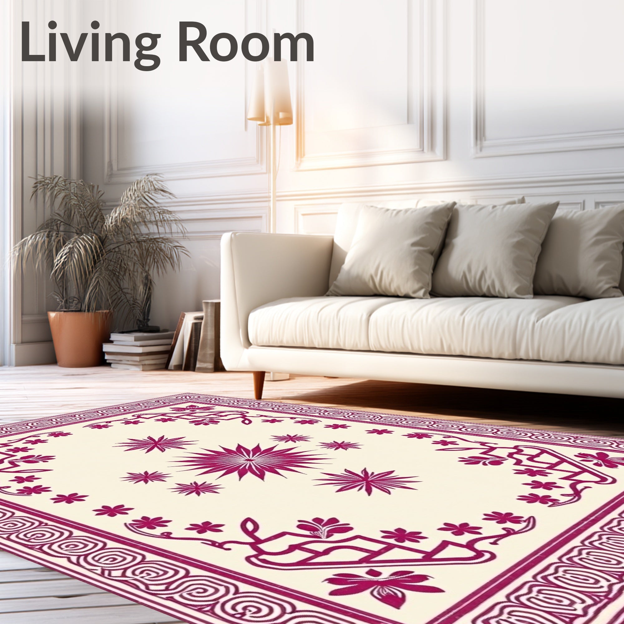 Deep Plum Floral Starburst Medallion Rug