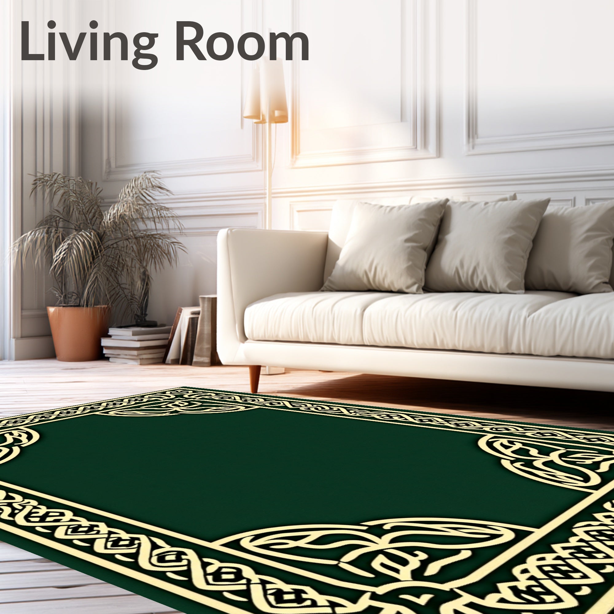 Emerald Green Interlocking Border Classic Rug