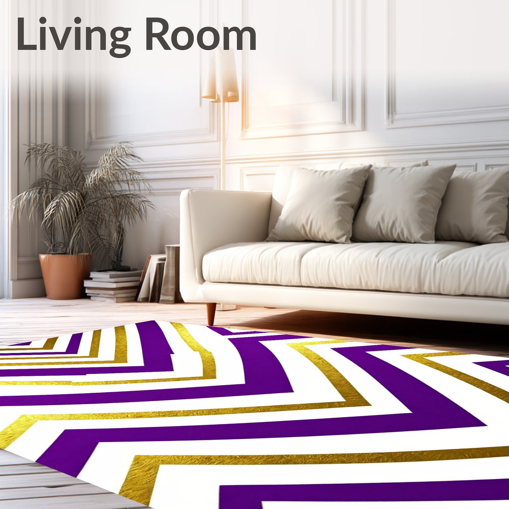 Amethyst Gold Chevron Stripe Rug