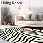 Classic Black White Zebra Waves Rug