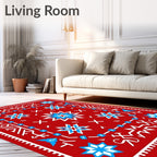 Bold Red Star Geometric Ethnic Rug