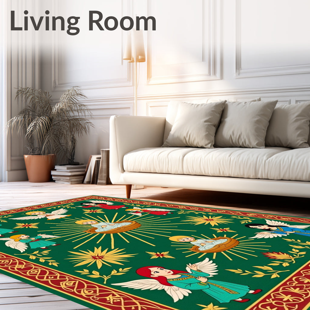 Green Emerald Angels Celestial Babe Display Rug