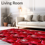 Crimson White Swirl Snowflake Repeating Rug