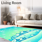 Snowflake Snow Covered Village Scene Rug