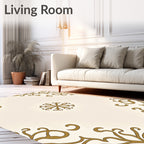 Ornate Golden Flourish Corner Medallion Rug