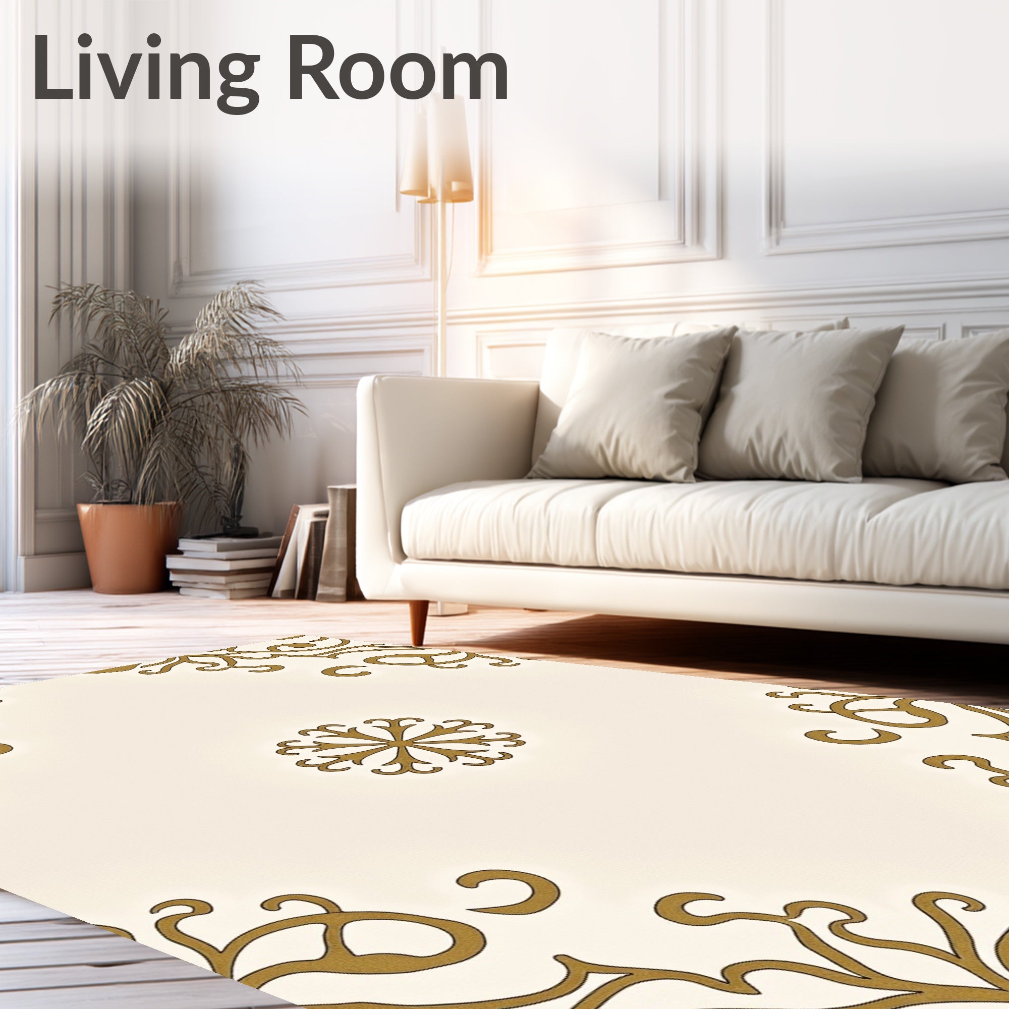 Ornate Golden Flourish Corner Medallion Rug