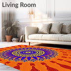 Vibrant Orange Blue Yellow Mandala Rug