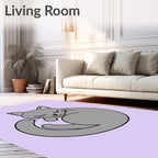 Charming Gray Sleeping Cat Rug