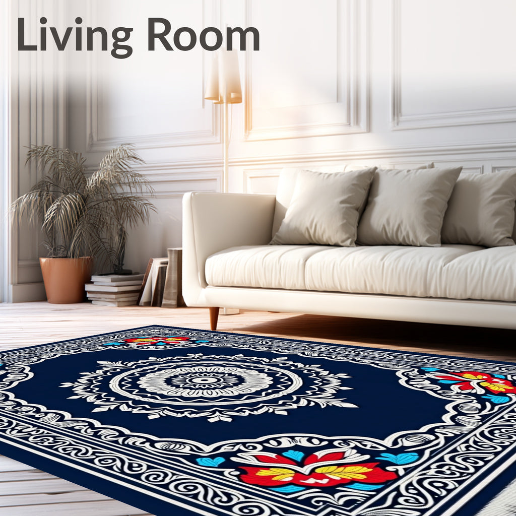 Ornate Crimson Bloom Central Medallion Rug
