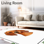 Brown Dachshund Portrait with Holly Border Rug
